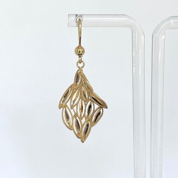 Dyadema Italy Gold Vermeil Sterling Silver 925 Diamond Cut Dangle Drop Earrings - Picture 12 of 16